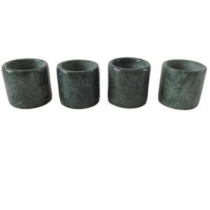 Natural Marble Napkins Rings Green Set of 4